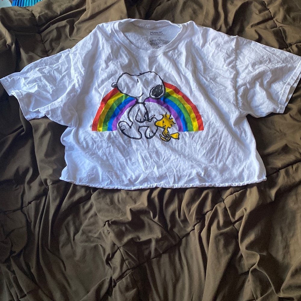 Womens White Peanuts Crop Top — Peanuts